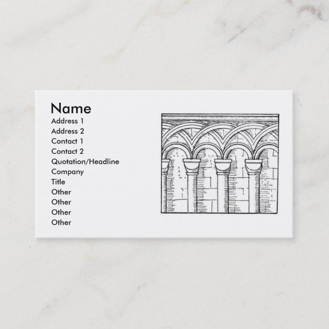 Visitenkarte für mittelalterliche Architektur (Vorderseite)