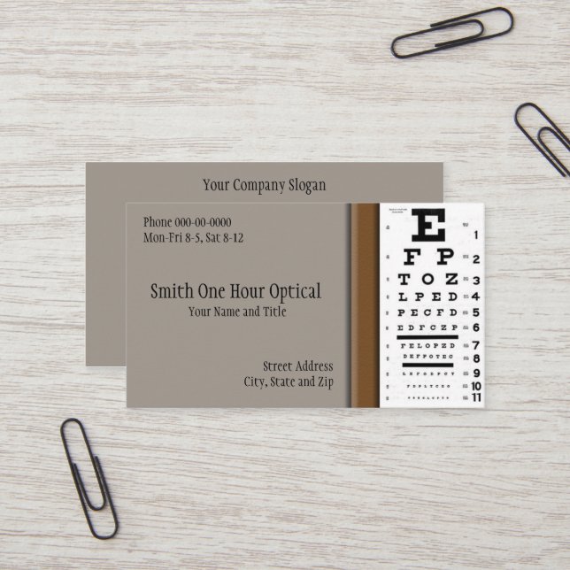 Visitenkarte für Optometristen (Vorderseite/Rückseite Beispiel)