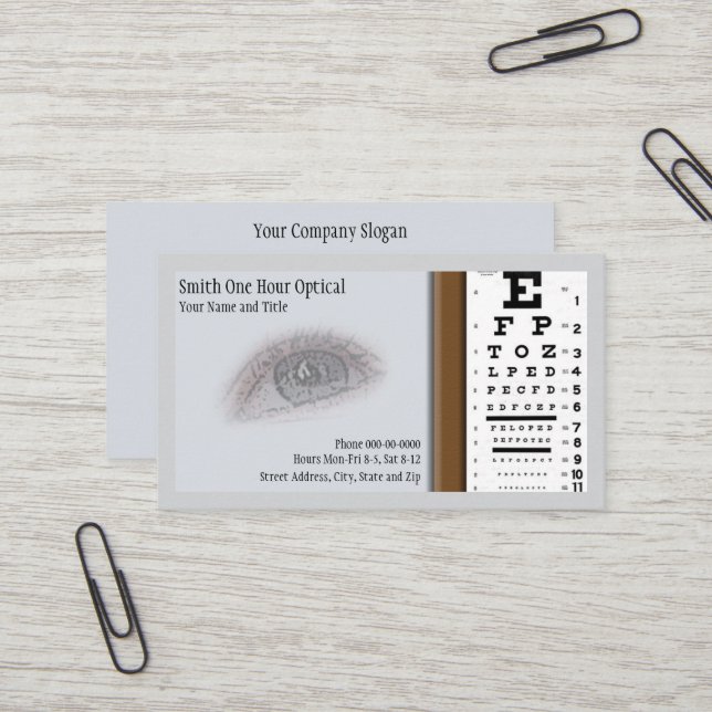 Visitenkarte für Optometristen (Vorderseite/Rückseite Beispiel)