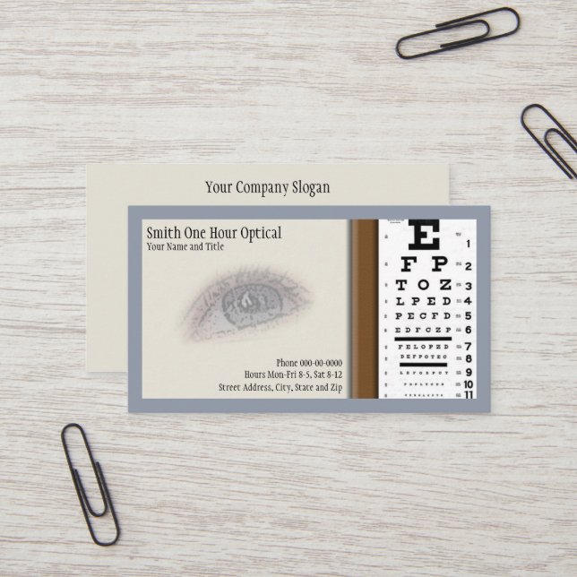 Visitenkarte für Optometristen (Vorderseite/Rückseite Beispiel)