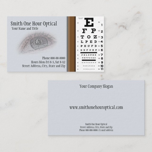 Visitenkarte für Optometristen (Vorne/Hinten)