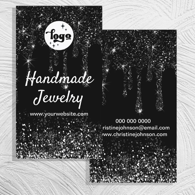 Visitenkarte für schwarze Tropfen Glitzer (Von Creator hochgeladen)