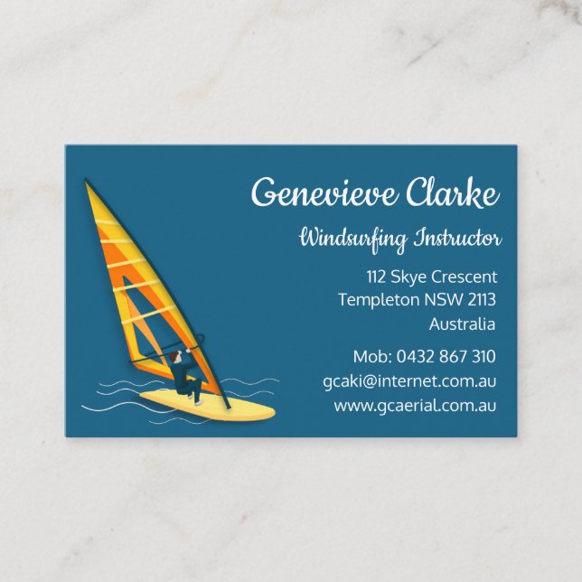 Visitenkarte für Windsurfen (Vorderseite)