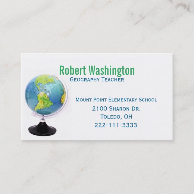 Visitenkarte für World Globe Teachers Terminkarte (Vorderseite)