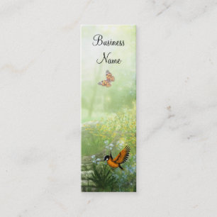 Visitenkarte Gelbe Blumen Vögel Skinny