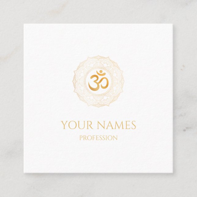 Visitenkarte: GOLD MANDALA + OHM  Quadratische Visitenkarte (Vorderseite)