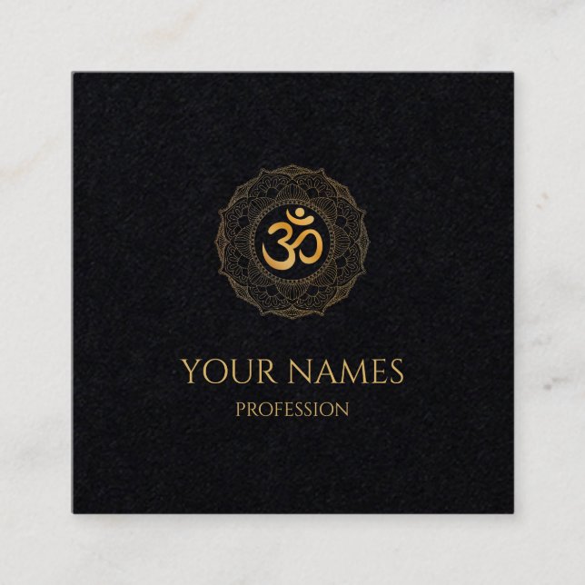 Visitenkarte: GOLD MANDALA + OHM  Quadratische Visitenkarte (Vorderseite)