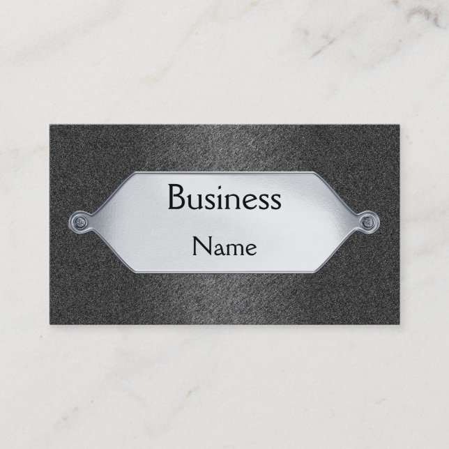 Visitenkarte Gray Sandpaper Silver Metal Plaque (Vorderseite)