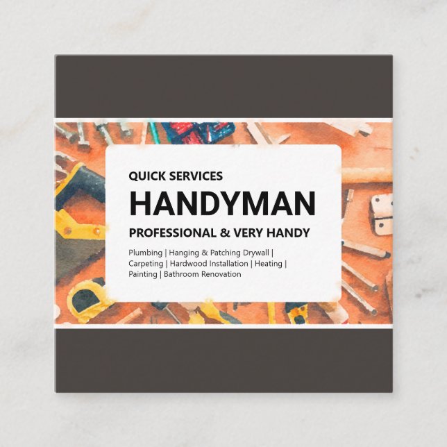 Visitenkarte: Handyman Quadratische Visitenkarte (Vorderseite)