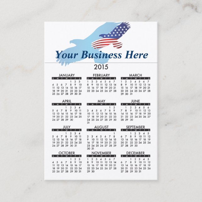 Visitenkarte-Kalender-Amerikaner 2015 Eagle Visitenkarte (Vorderseite)