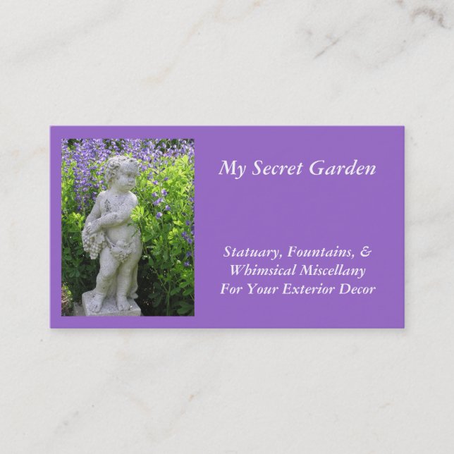 VISITENKARTE, KUNDENGERECHT, GARTEN STATUARISCH VISITENKARTE (Vorderseite)