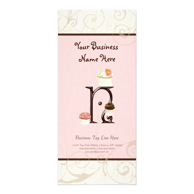 Visitenkarte - Letter N Monogram Dessert Bak Werbekarte (Vorne)