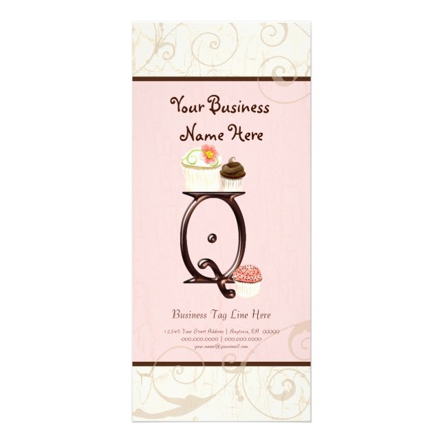 Visitenkarte - Letter Q Monogram Dessert Bak Werbekarte (Vorne)