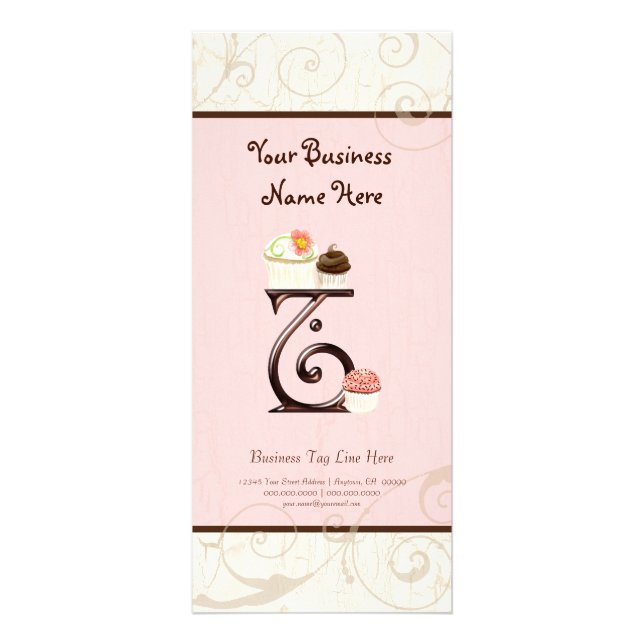 Visitenkarte - Letter T Monogram Dessert Bak Werbekarte (Vorne)