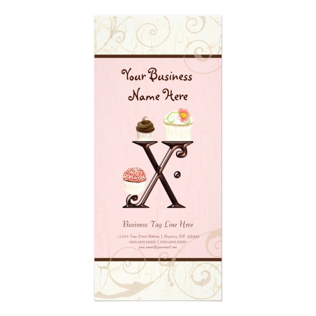 Visitenkarte - Letter X Monogram Dessert Bak Werbekarte (Vorne)