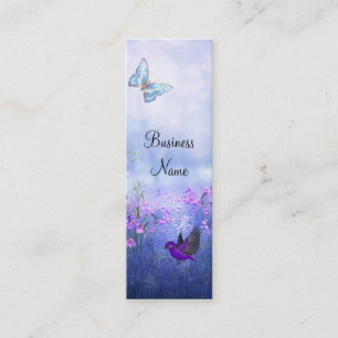 Visitenkarte Lila Blumen Vögel Skinny