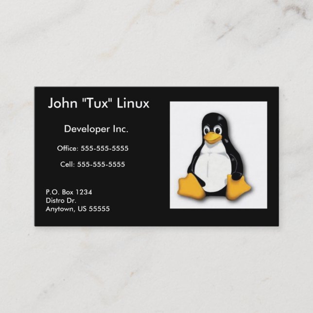 Visitenkarte Linuxs Tux (Vorderseite)