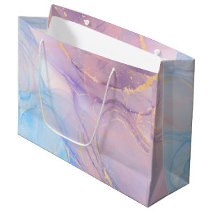 Visitenkarte Marble Pink Blau & Gold Große Geschenktüte