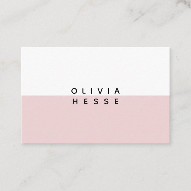 Visitenkarte Minimal Pink White Business Card (Vorderseite)
