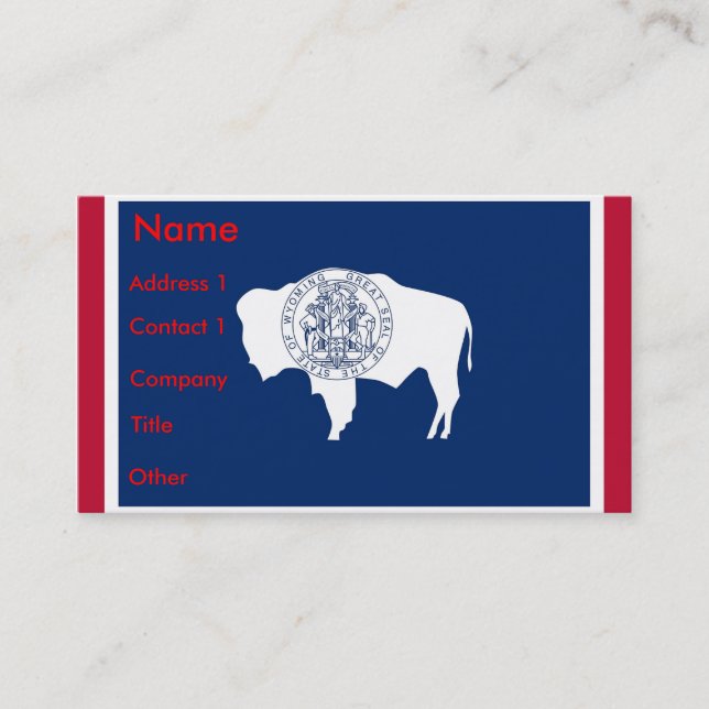 Visitenkarte mit Flag of Wyoming, USA. (Vorderseite)