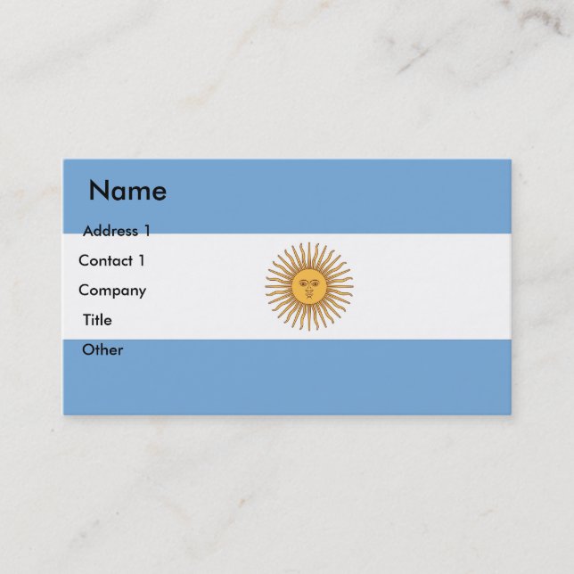 Visitenkarte mit Flagge Argentiniens (Vorderseite)