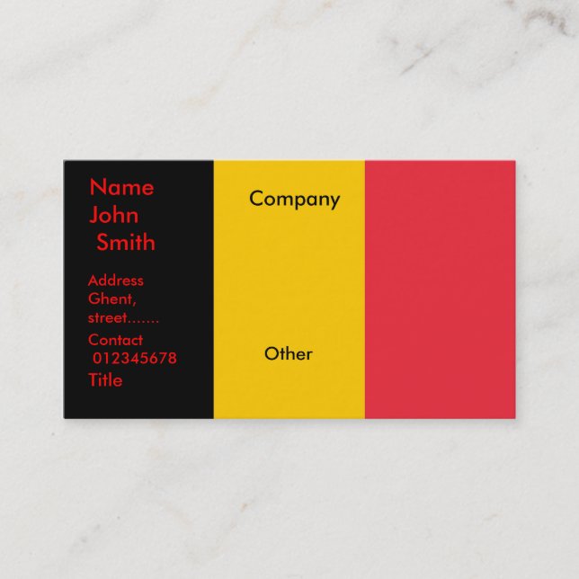 Visitenkarte mit Flagge Belgiens (Vorderseite)