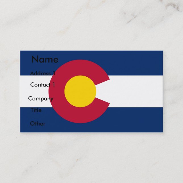 Visitenkarte mit Flagge Colorado, USA. (Vorderseite)