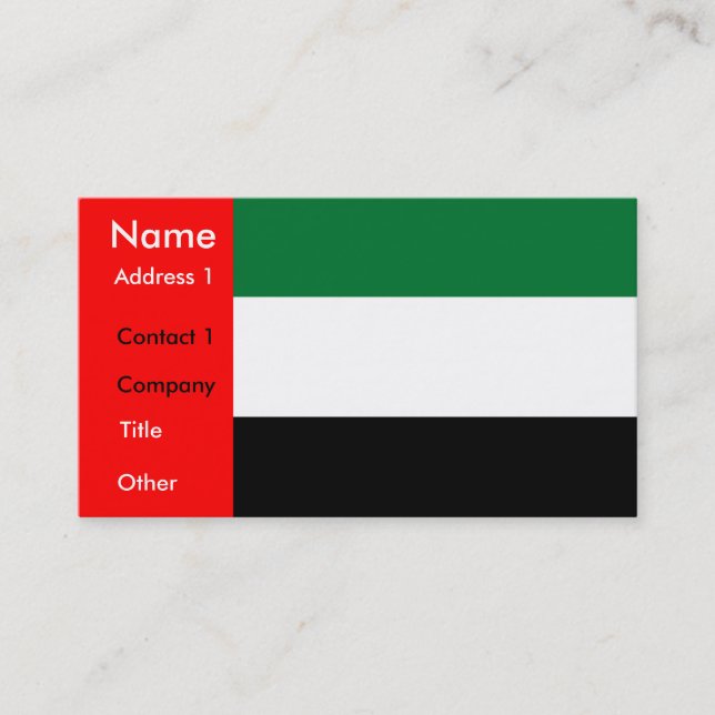 Visitenkarte mit Flagge der Vereinigten Arabischen (Vorderseite)