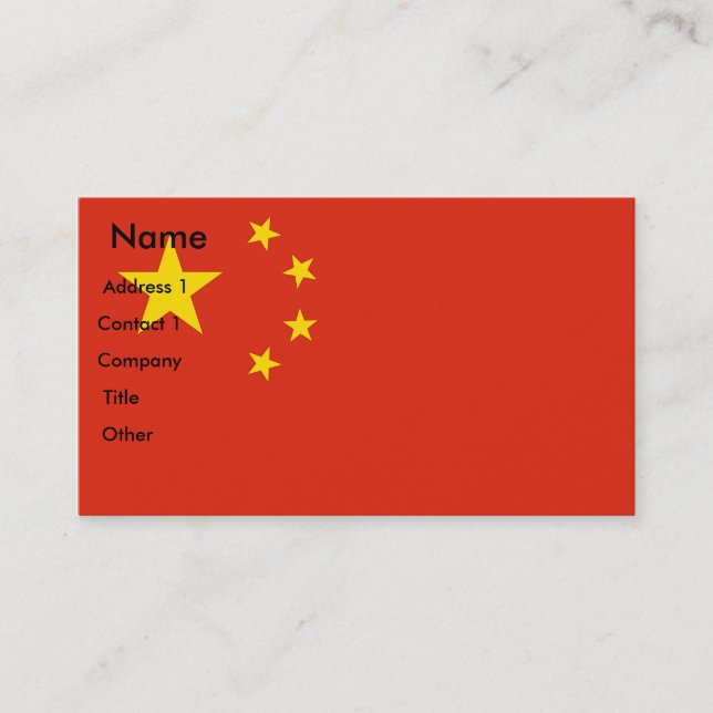 Visitenkarte mit Flagge für China (Vorderseite)