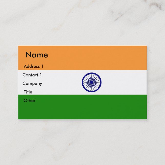 Visitenkarte mit Flagge Indiens (Vorderseite)