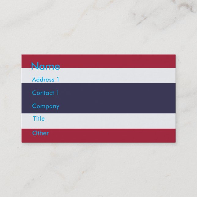 Visitenkarte mit Flagge Thailands (Vorderseite)