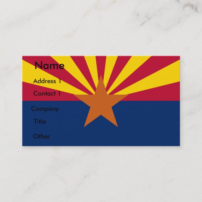 Visitenkarte mit Flagge von Arizona, USA. (Vorderseite)