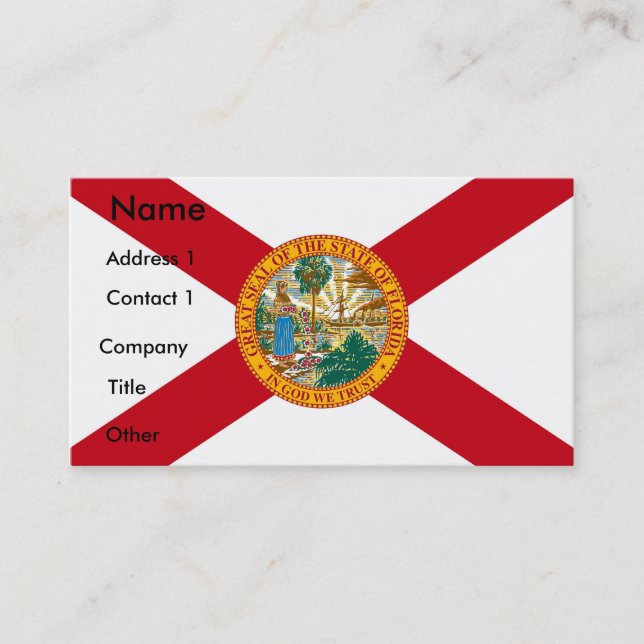 Visitenkarte mit Flagge von Florida, USA. (Vorderseite)