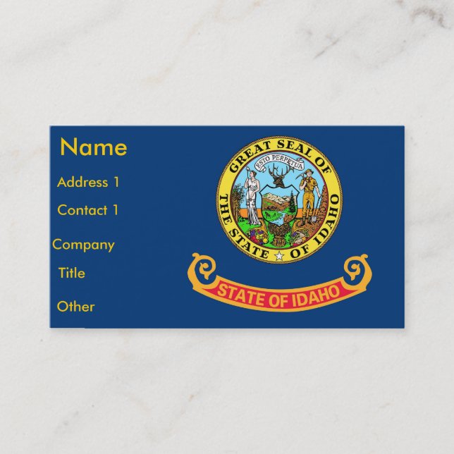 Visitenkarte mit Flagge von Idaho, USA. (Vorderseite)