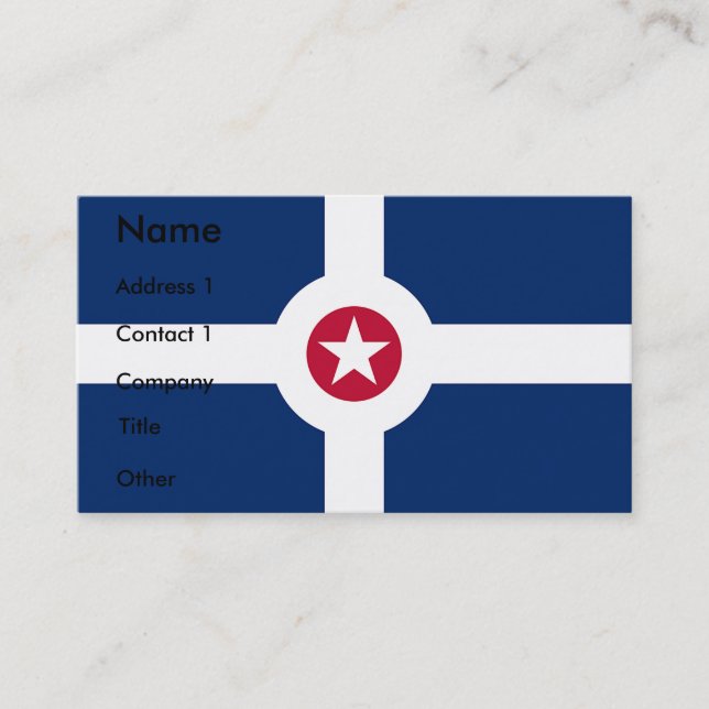 Visitenkarte mit Flagge von Indianapolis, USA (Vorderseite)