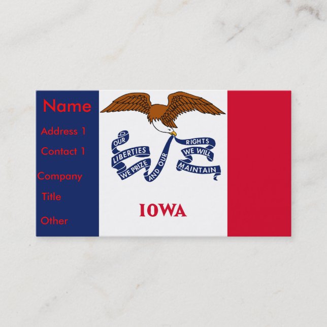 Visitenkarte mit Flagge von Iowa U.S.A. (Vorderseite)