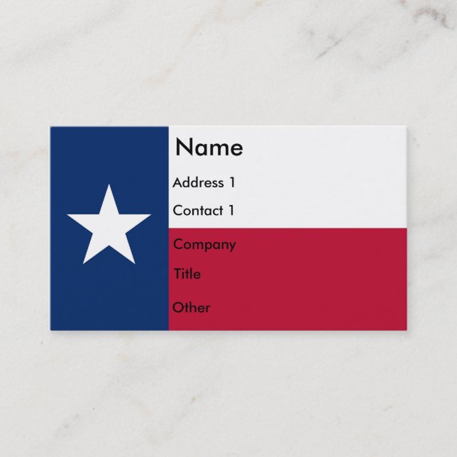 Visitenkarte mit Flagge von Texas U.S.A. (Vorderseite)
