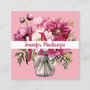 Visitenkarte mit leuchtend rosa floralem Design Pr