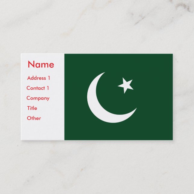 Visitenkarte mit pakistanischer Flagge (Vorderseite)