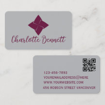 Visitenkarte mit QR-Code | Graues modernes Design