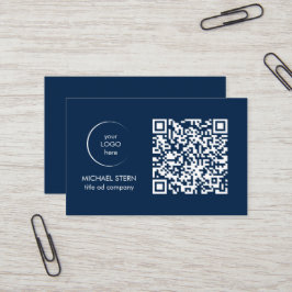 Visitenkarte mit QR-Code & Logo – Dunkelblau