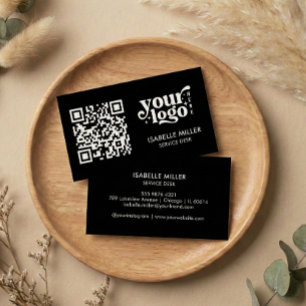 Visitenkarte mit QR-Code Modernes schwarzes Desi