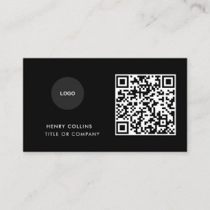 Visitenkarte mit QR-Code Schwarzes modernes Desi