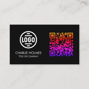 Visitenkarte mit QR-Code Schwarzes modernes Desi