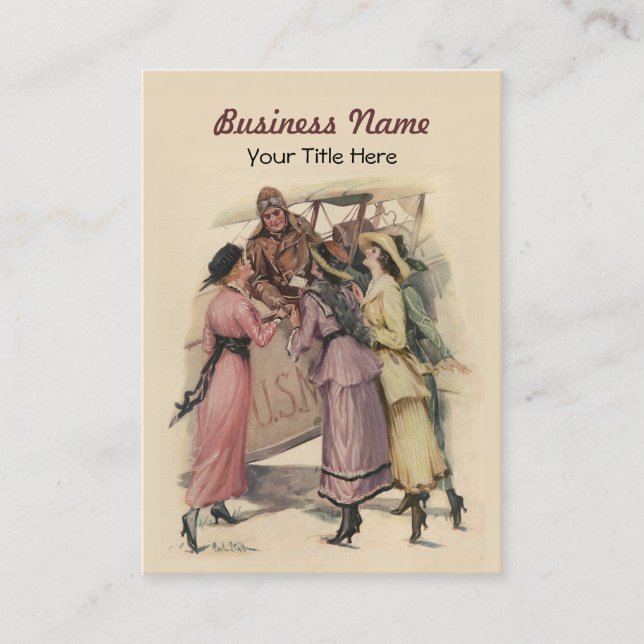 Visitenkarte mit Vintagem Flugzeug (Vorderseite)