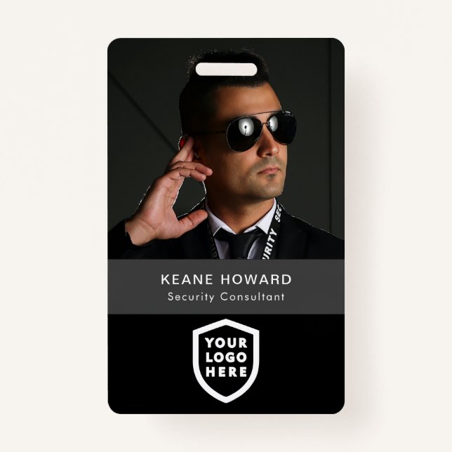Visitenkarte | Moderner Mitarbeiter großer Foto Ba Ausweis (Vorderseite)