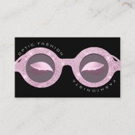 Visitenkarte Optische Rose Glitzer Schwarze Brille Telefonnummerkarte