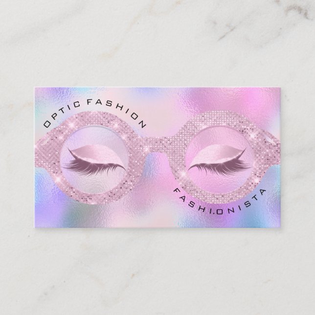 Visitenkarte Optischer Holograph Pink Brille Telefonnummerkarte (Vorderseite)