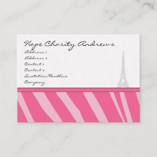 Visitenkarte Rosa Zebra Damask Eiffelturm