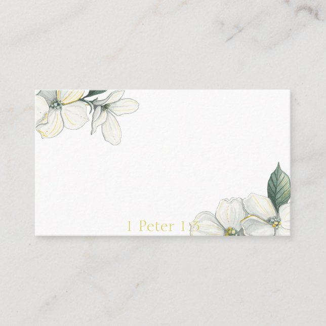 Visitenkarte, Schrift, Hartriegel, mit Blumen Visitenkarte (Vorderseite)